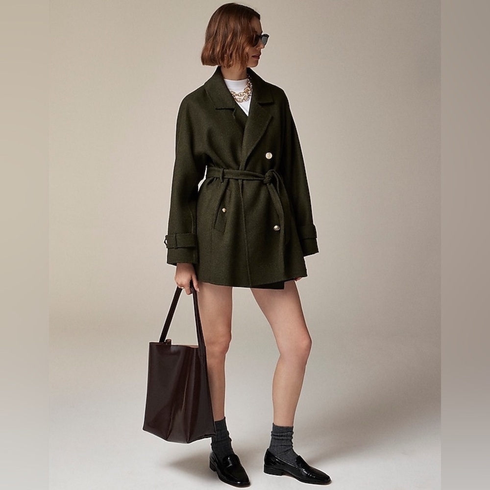 J Crew Trench Coat In Double-Faced Wool Cd100